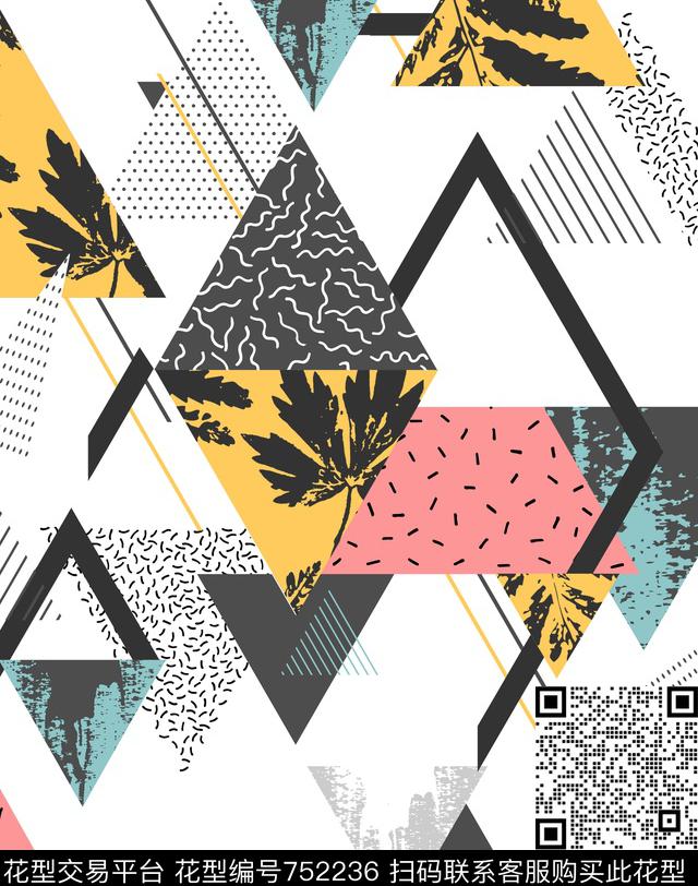 暗花三角形几何传统印花华亿平台下载（图片编号: 752236） - 瓦栏（Walan）