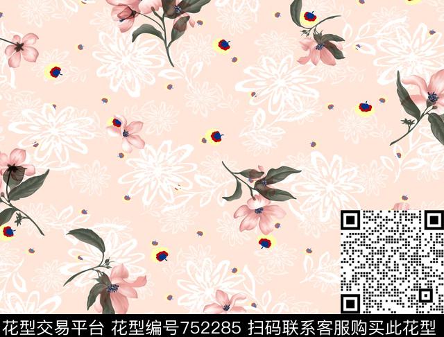 手绘花卉矢量花卉小几何数码印花华亿平台下载（图片编号: 752285） - 瓦栏（Walan）