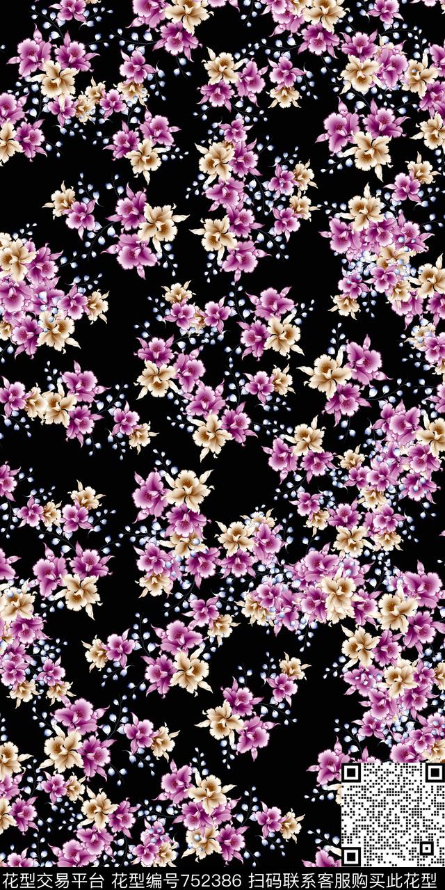 数码花卉类传统印花花卉小碎花数码印花华亿平台下载（图片编号: 752386） - 瓦栏（Walan）