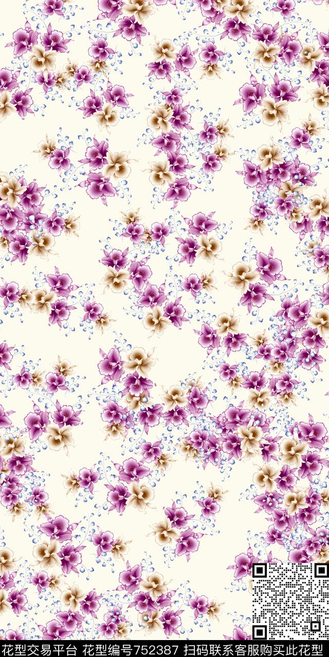数码花卉类传统印花花卉小碎花数码印花华亿平台下载（图片编号: 752387） - 瓦栏（Walan）