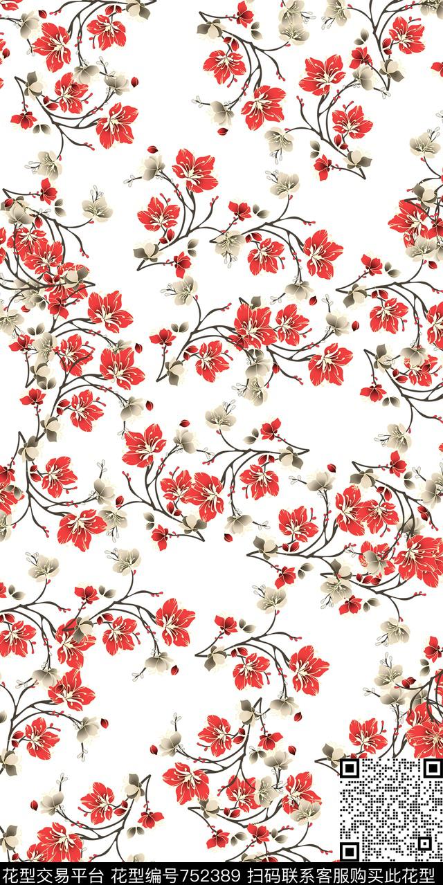 数码花卉类传统印花花卉小碎花数码印花华亿平台下载（图片编号: 752389） - 瓦栏（Walan）
