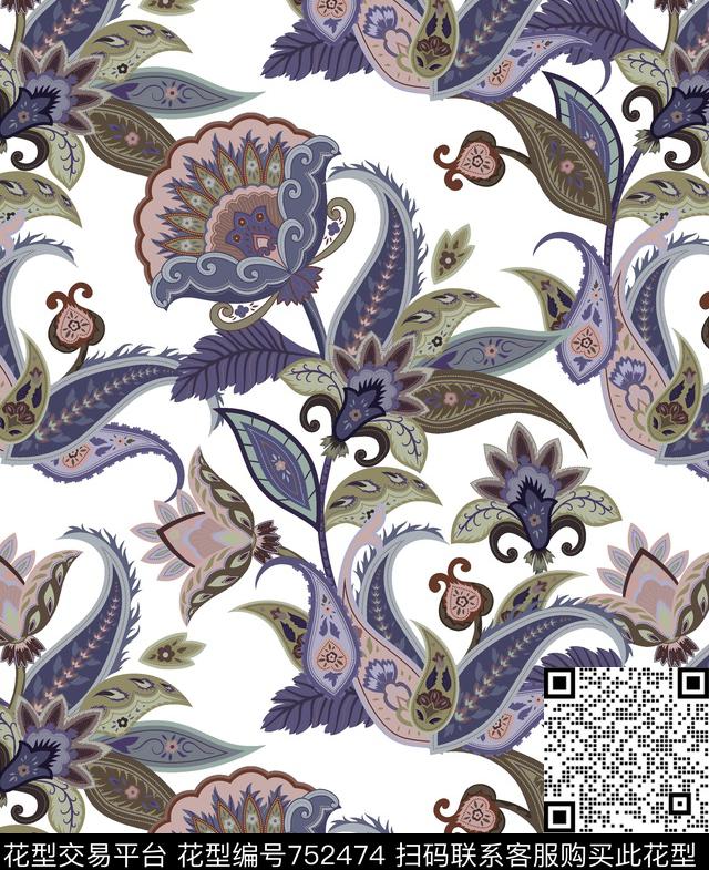胸花图案大牌风胸前独幅数码印花华亿平台下载（图片编号: 752474） - 瓦栏（Walan）