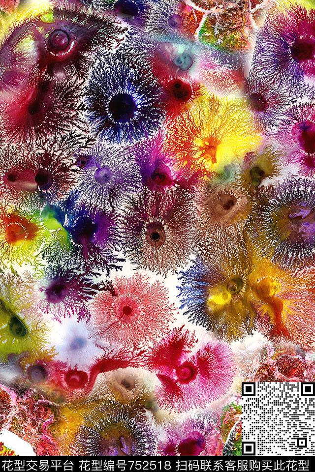 肌理抽象泼墨数码印花华亿平台下载（图片编号: 752518） - 瓦栏（Walan）