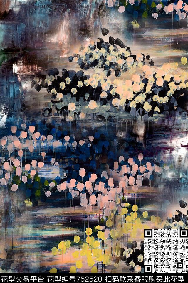 肌理抽象复古数码印花华亿平台下载（图片编号: 752520） - 瓦栏（Walan）