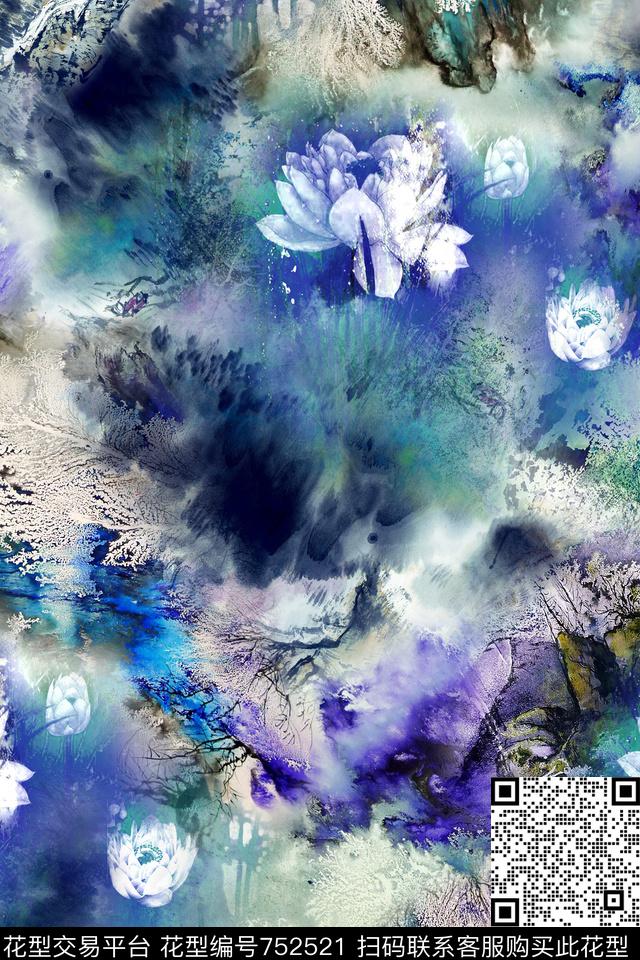 肌理抽象复古数码印花华亿平台下载（图片编号: 752521） - 瓦栏（Walan）