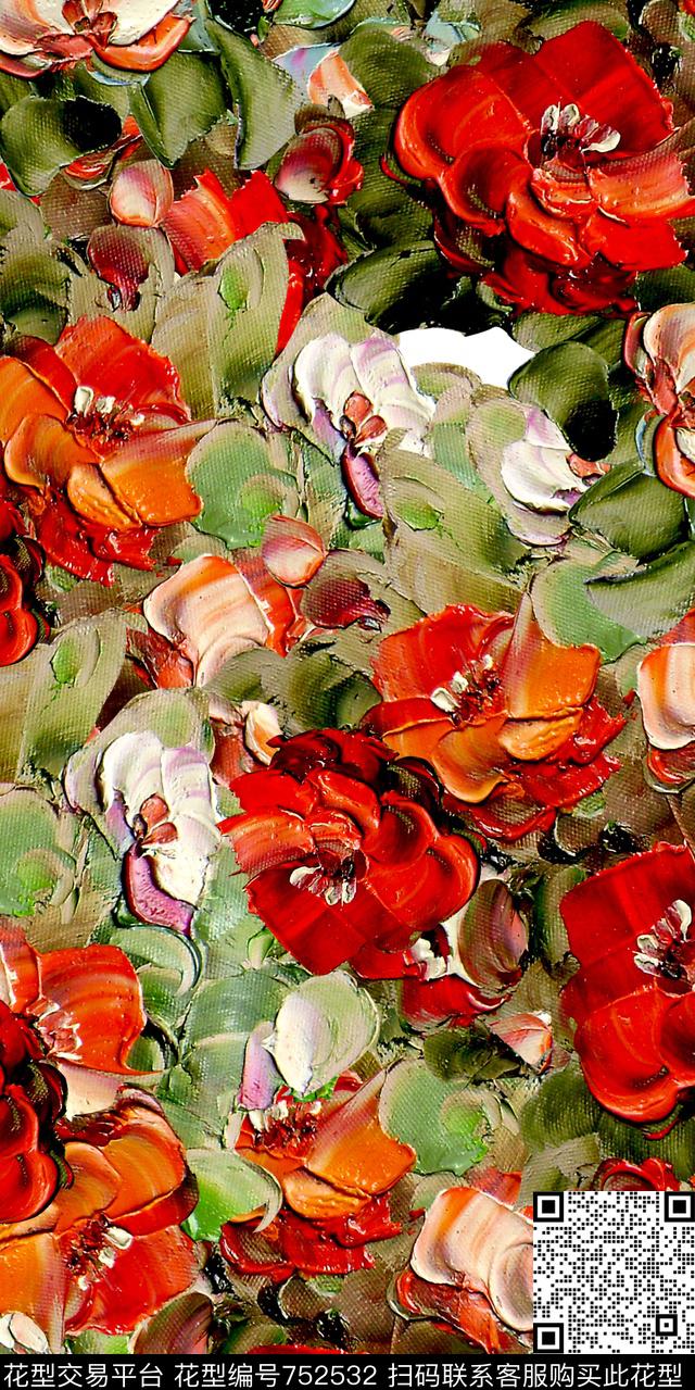 小碎花手绘花卉数码印花华亿平台下载（图片编号: 752532） - 瓦栏（Walan）