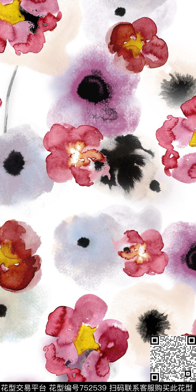 抽象小碎花手绘数码印花华亿平台下载（图片编号: 752539） - 瓦栏（Walan）