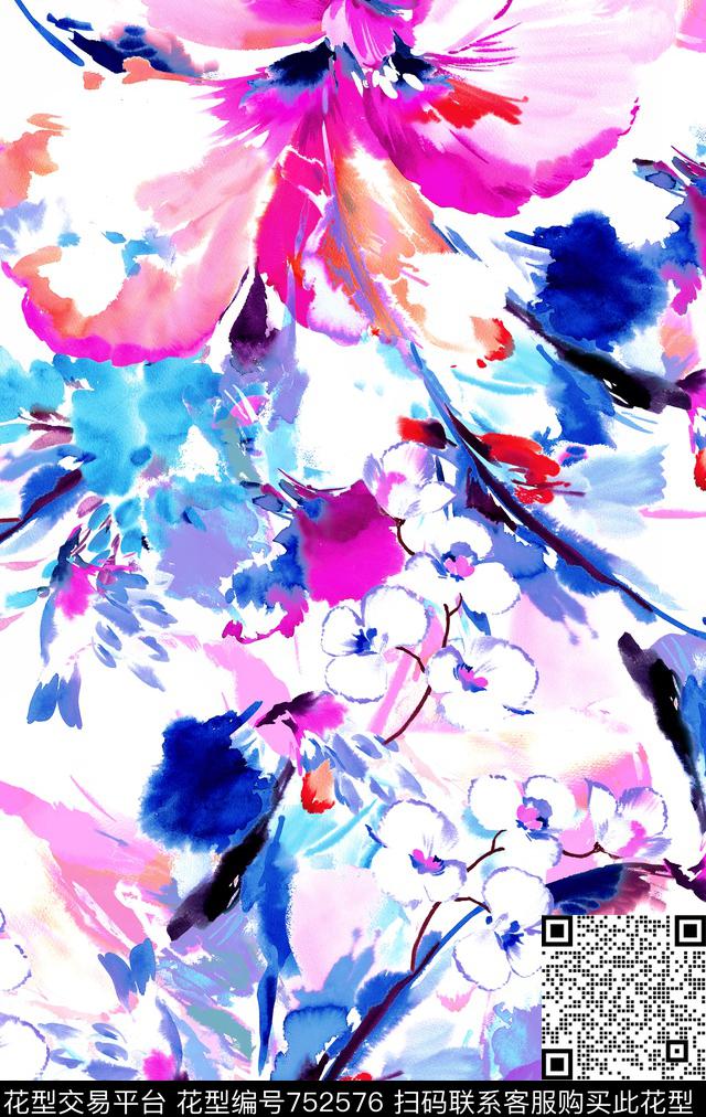 乱花花卉数码印花华亿平台下载（图片编号: 752576） - 瓦栏（Walan）