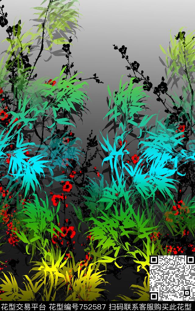 定位花花卉女装数码印花华亿平台下载（图片编号: 752587） - 瓦栏（Walan）