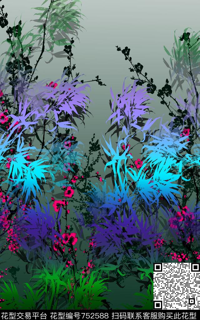 定位花花卉女装数码印花华亿平台下载（图片编号: 752588） - 瓦栏（Walan）
