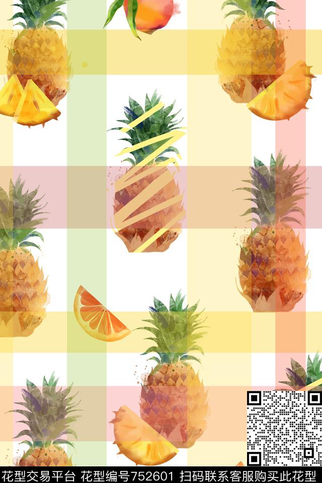 柠檬水果菠萝数码印花华亿平台下载（图片编号: 752601） - 瓦栏（Walan）
