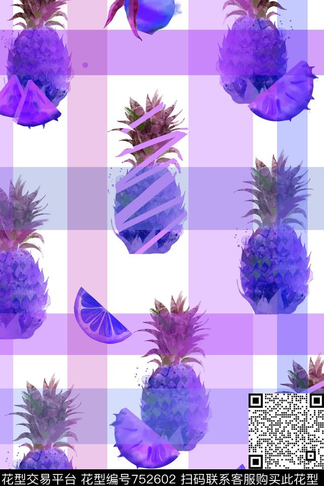柠檬水果菠萝数码印花华亿平台下载（图片编号: 752602） - 瓦栏（Walan）
