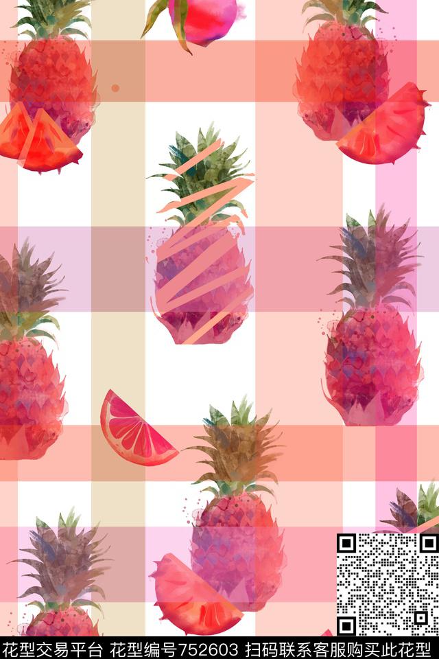 柠檬水果菠萝数码印花华亿平台下载（图片编号: 752603） - 瓦栏（Walan）