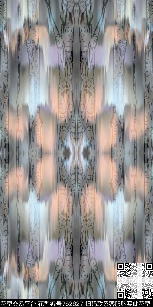 抽象写意复古数码印花华亿平台下载（图片编号: 752627） - 瓦栏（Walan）