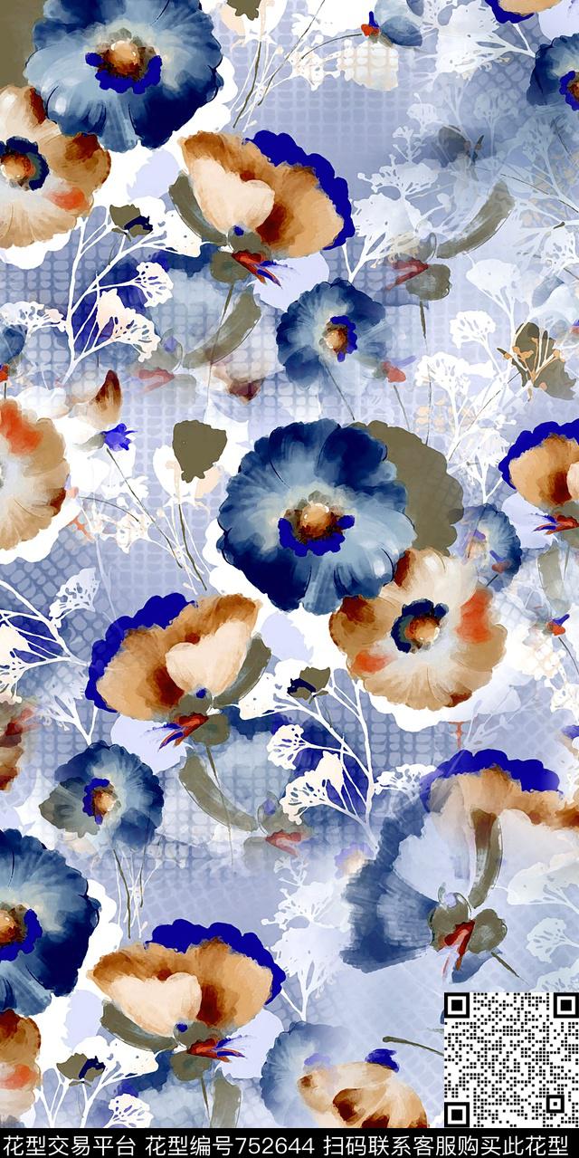 花鸟水彩数码数码印花华亿平台下载（图片编号: 752644） - 瓦栏（Walan）