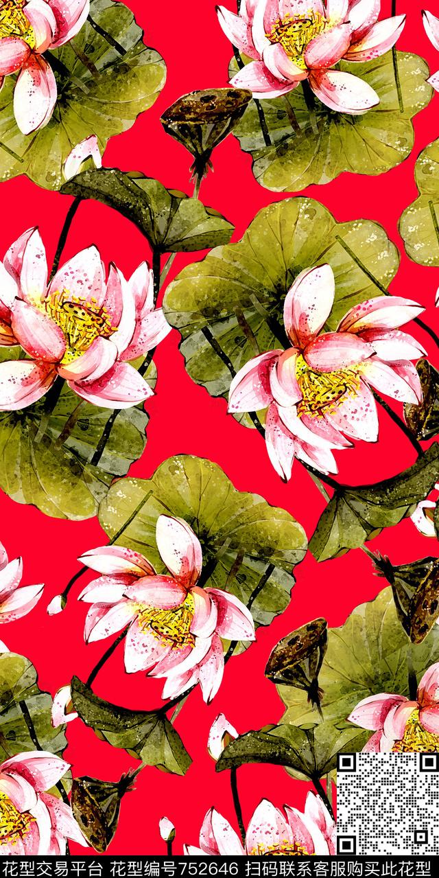 花鸟水彩数码数码印花华亿平台下载（图片编号: 752646） - 瓦栏（Walan）