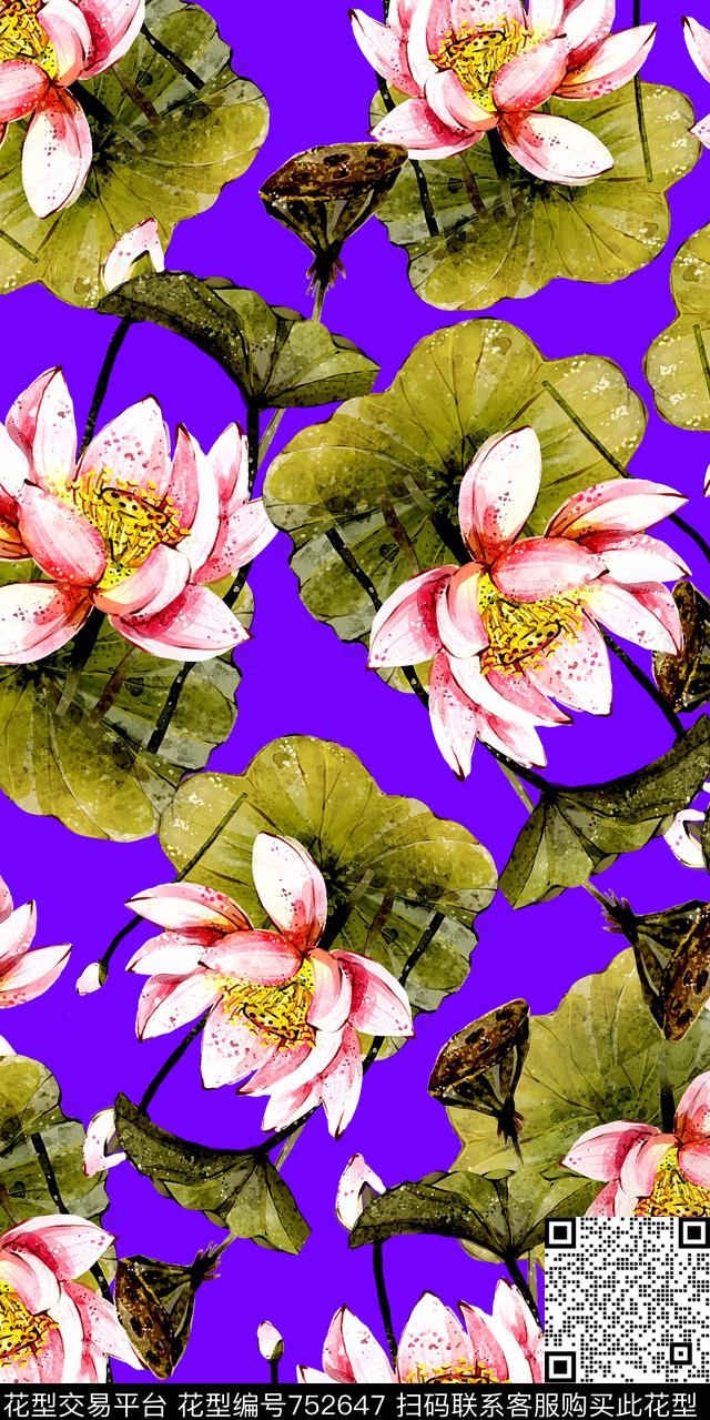 花鸟水彩数码数码印花华亿平台下载（图片编号: 752647） - 瓦栏（Walan）