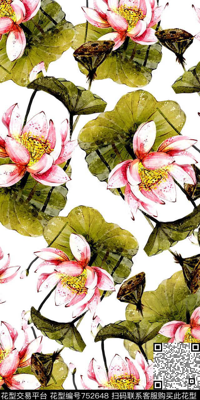 花鸟水彩数码数码印花华亿平台下载（图片编号: 752648） - 瓦栏（Walan）