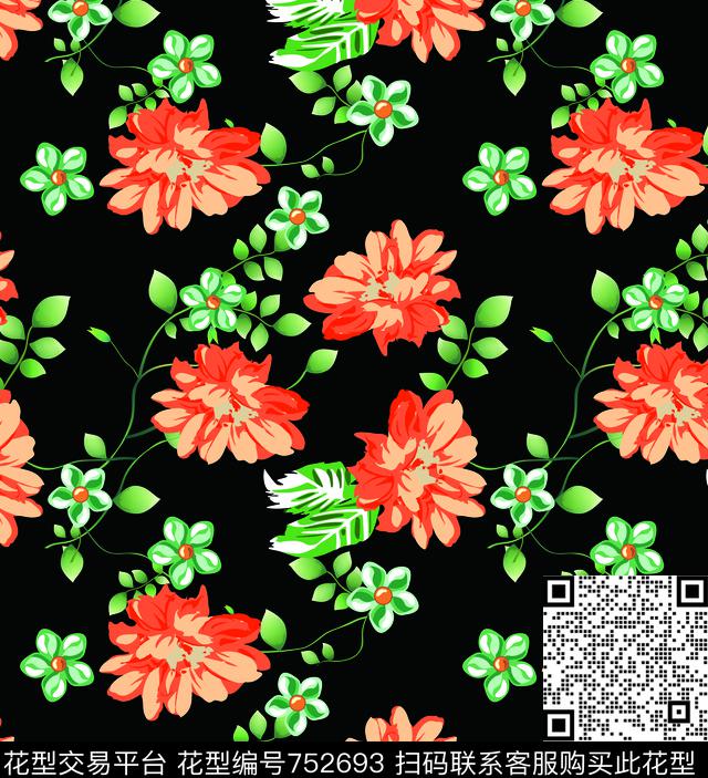 大花牡丹花朵传统印花华亿平台下载（图片编号: 752693） - 瓦栏（Walan）