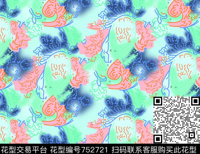三角形腰果花炫彩数码印花华亿平台下载（图片编号: 752721） - 瓦栏（Walan）