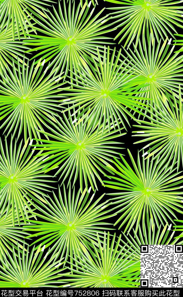 芭蕉叶大叶叶子传统印花华亿平台下载（图片编号: 752806） - 瓦栏（Walan）
