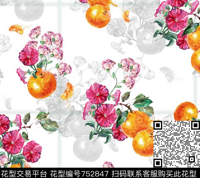 花卉浪漫康乃馨数码印花华亿平台下载（图片编号: 752847） - 瓦栏（Walan）