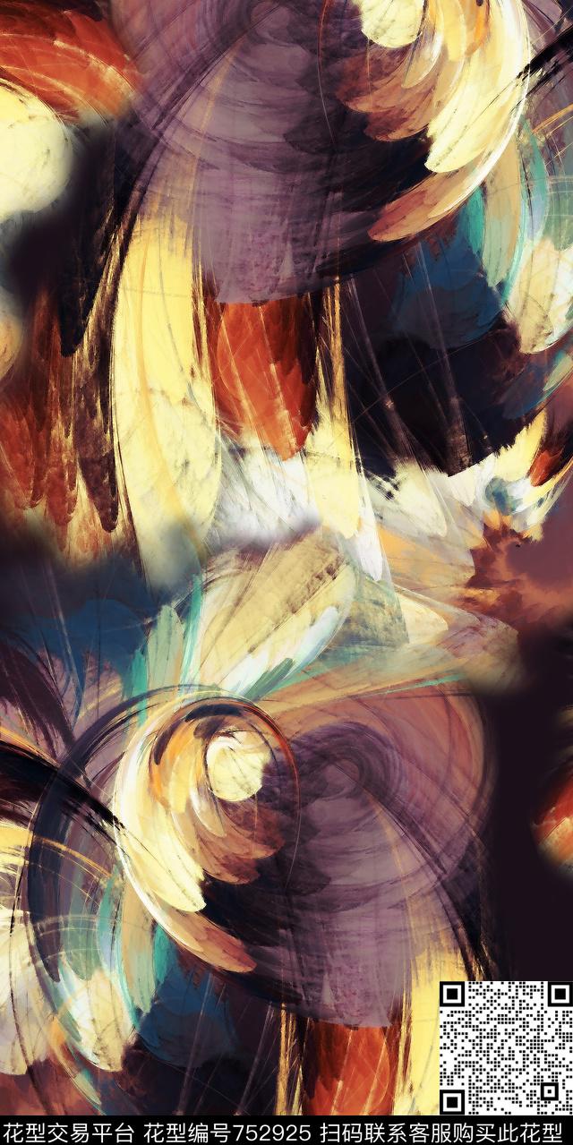 色块彩绘抽象数码印花华亿平台下载（图片编号: 752925） - 瓦栏（Walan）