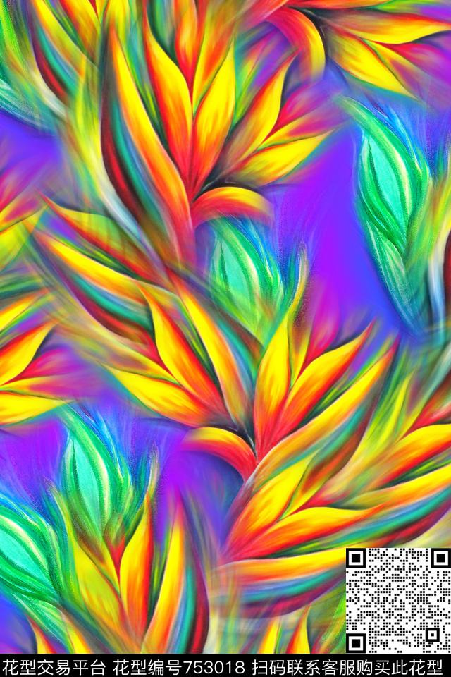 油画肌理抽象数码印花华亿平台下载（图片编号: 753018） - 瓦栏（Walan）