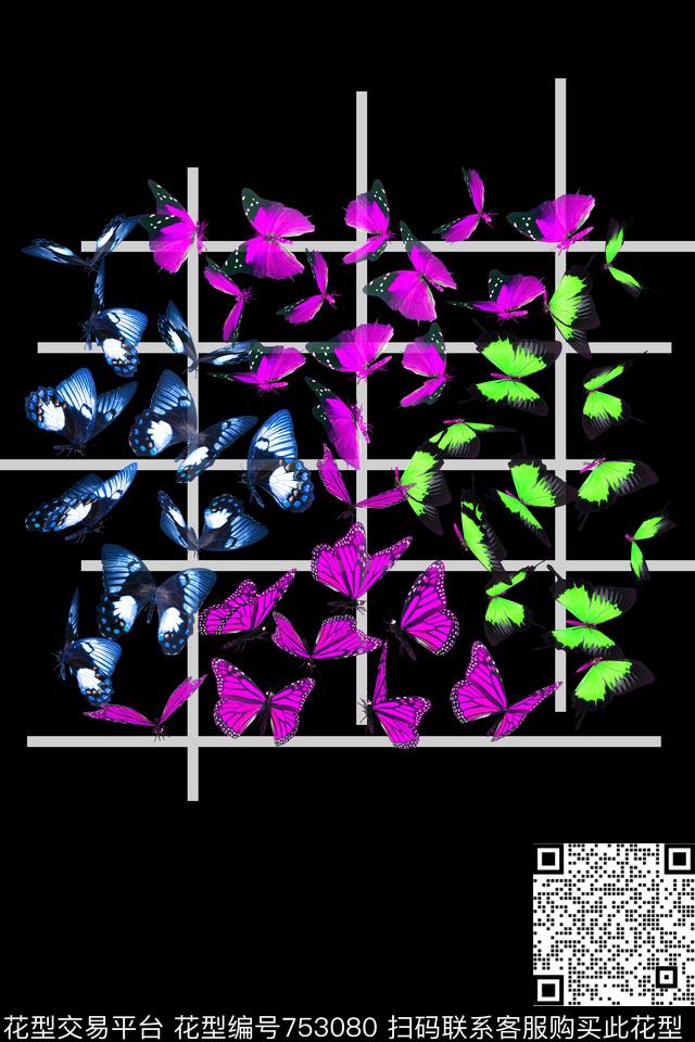 男装蝴蝶数码印花华亿平台下载（图片编号: 753080） - 瓦栏（Walan）