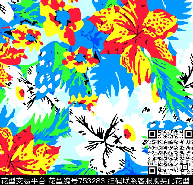 叶子百合牡丹传统印花华亿平台下载（图片编号: 753283） - 瓦栏（Walan）