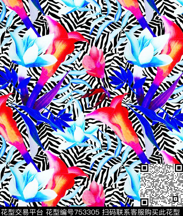 大花牡丹花卉传统印花华亿平台下载（图片编号: 753305） - 瓦栏（Walan）