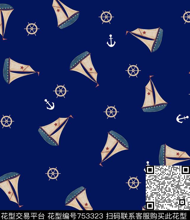 帆船锚趣味数码印花华亿平台下载（图片编号: 753323） - 瓦栏（Walan）