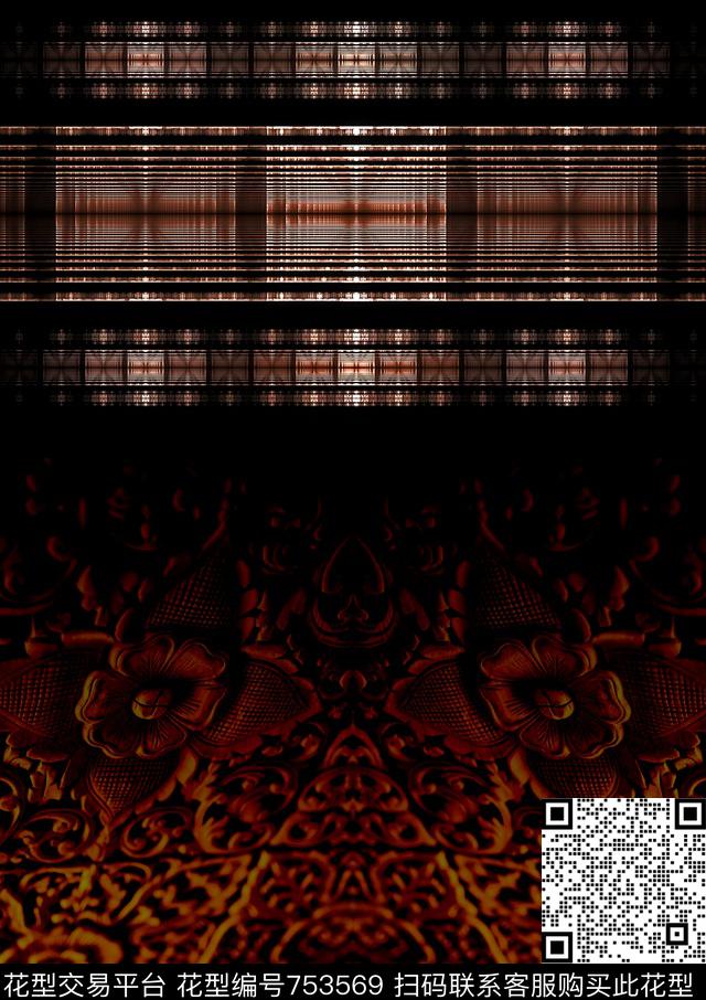 古典花纹欧式定位花男装数码印花华亿平台下载（图片编号: 753569） - 瓦栏（Walan）