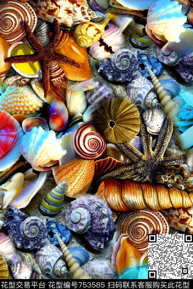 休闲拼接海生物数码印花华亿平台下载（图片编号: 753585） - 瓦栏（Walan）