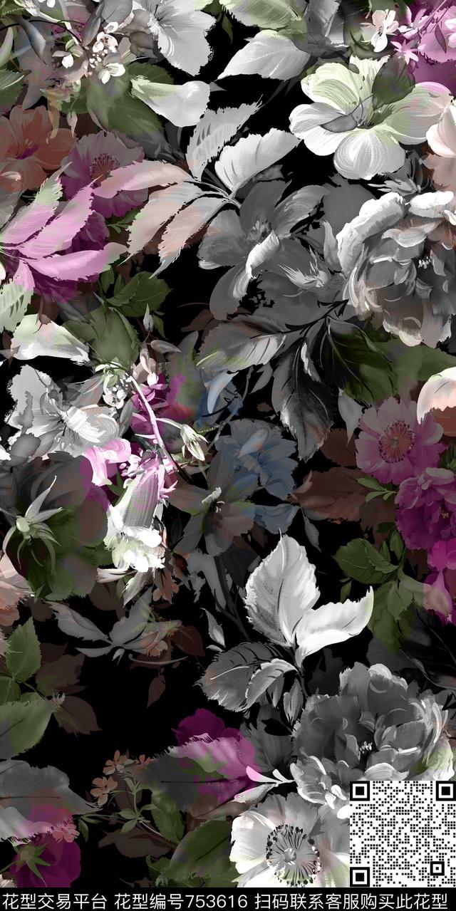 乱花满版花数码花卉类数码印花华亿平台下载（图片编号: 753616） - 瓦栏（Walan）