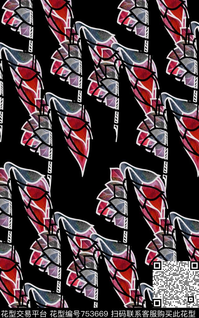 不规则几何三角形几何数码印花华亿平台下载（图片编号: 753669） - 瓦栏（Walan）