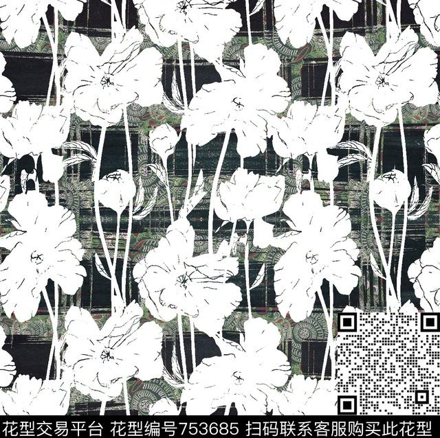 装饰花卉花朵花卉数码印花华亿平台下载（图片编号: 753685） - 瓦栏（Walan）