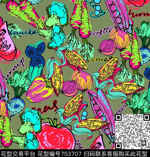 漫画趣味水果传统印花华亿平台下载（图片编号: 753707） - 瓦栏（Walan）