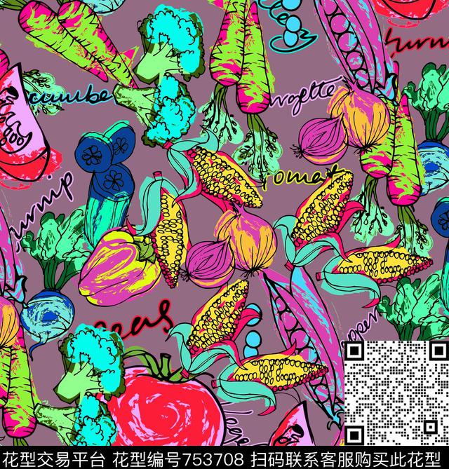 漫画趣味水果传统印花华亿平台下载（图片编号: 753708） - 瓦栏（Walan）