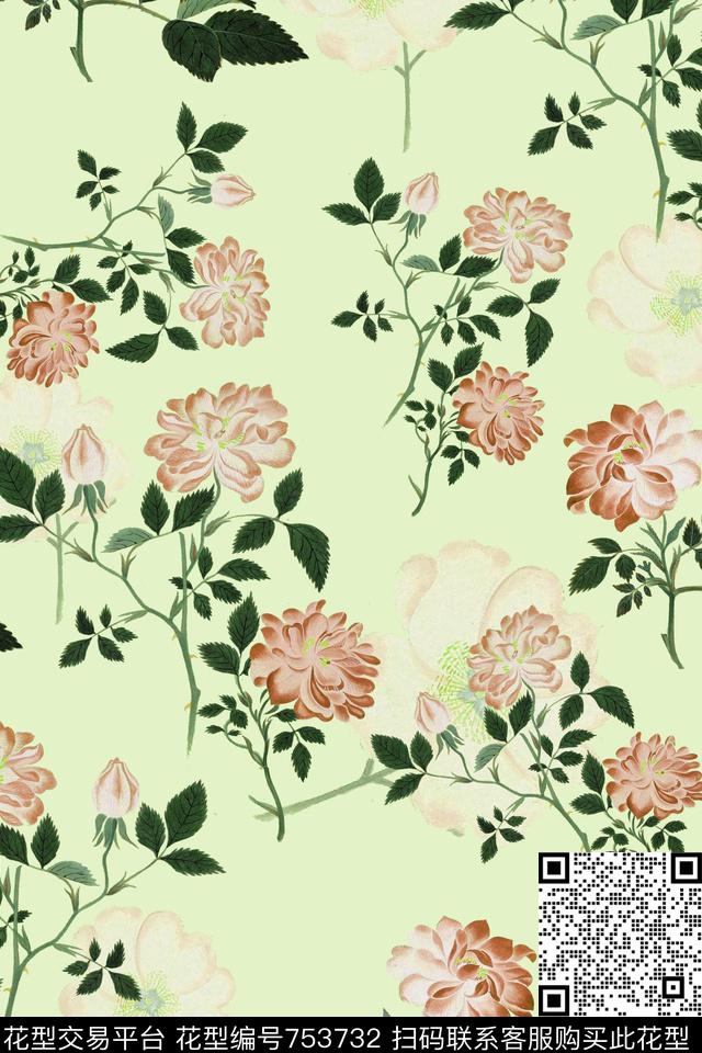 花朵花卉数码印花华亿平台下载（图片编号: 753732） - 瓦栏（Walan）