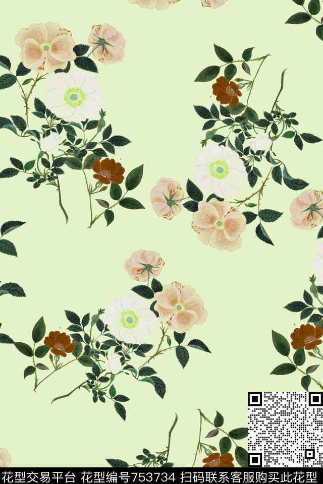 花朵花卉数码印花华亿平台下载（图片编号: 753734） - 瓦栏（Walan）