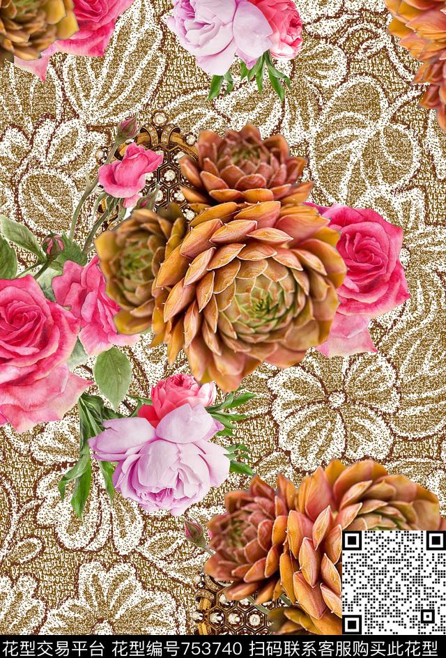 colorisecolorfullflower数码印花华亿平台下载（图片编号: 753740） - 瓦栏（Walan）