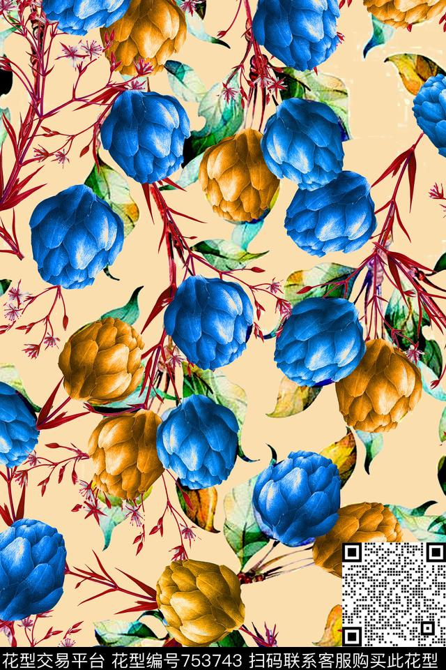 colorfullcoloriseflower数码印花华亿平台下载（图片编号: 753743） - 瓦栏（Walan）