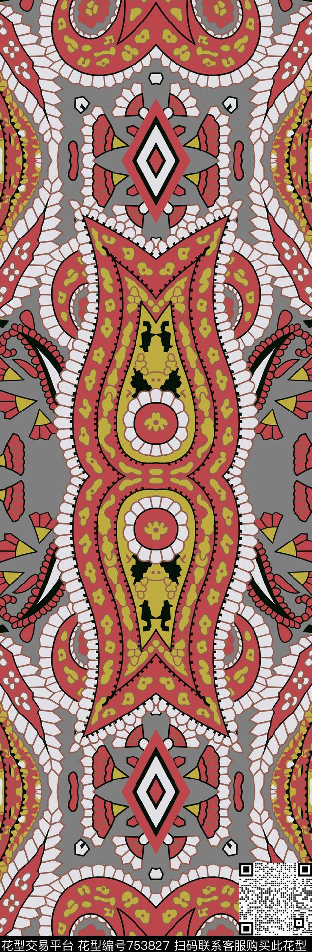 宫廷风卷草纹欧式传统印花华亿平台下载（图片编号: 753827） - 瓦栏（Walan）