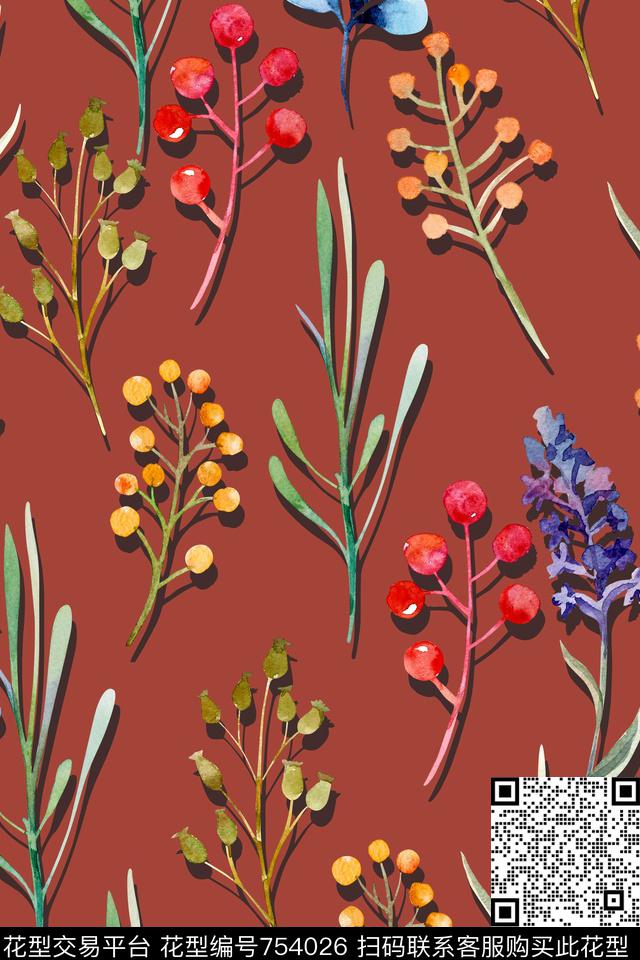 时尚手绘小碎花数码印花华亿平台下载（图片编号: 754026） - 瓦栏（Walan）