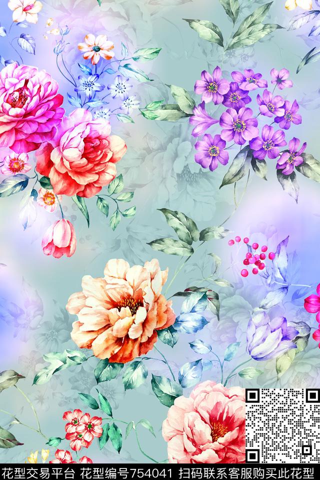 田园风小清新数码印花数码印花华亿平台下载（图片编号: 754041） - 瓦栏（Walan）