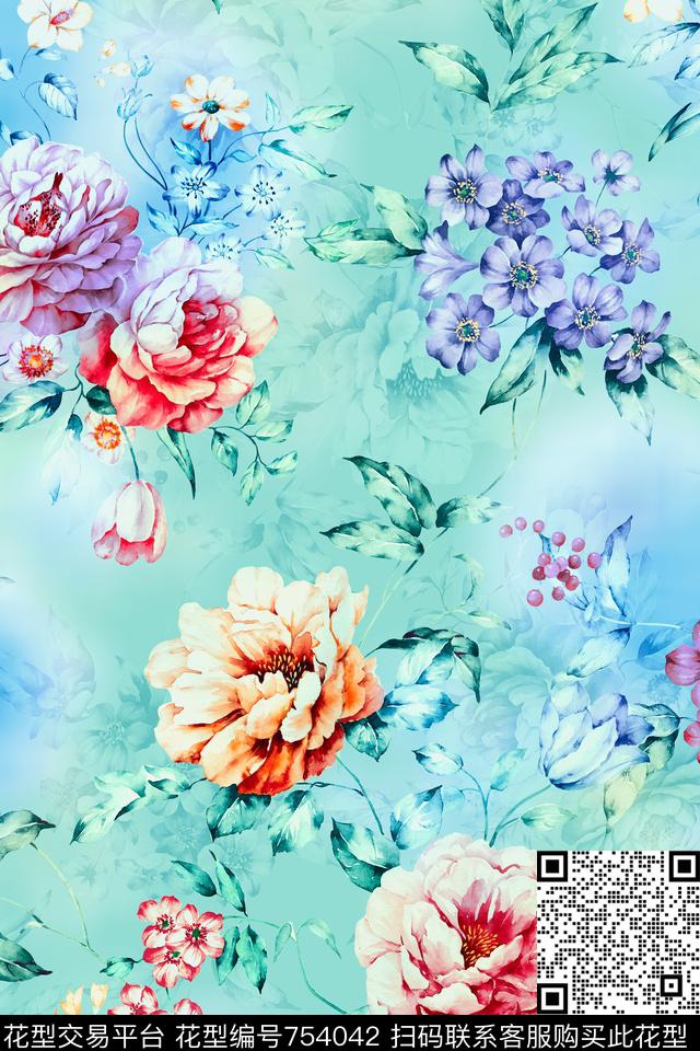 田园风小清新数码印花数码印花华亿平台下载（图片编号: 754042） - 瓦栏（Walan）