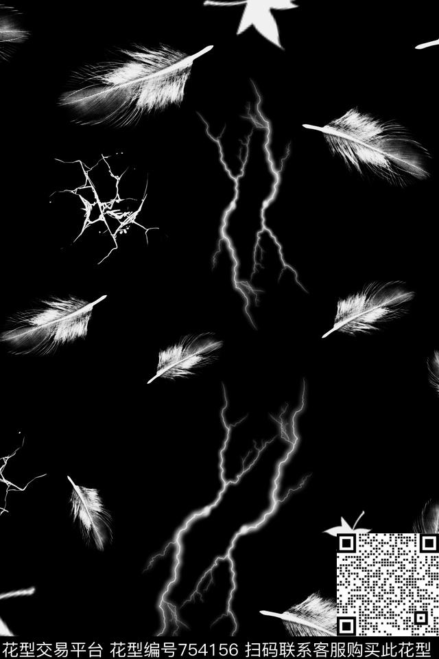 男装黑白单色数码印花华亿平台下载（图片编号: 754156） - 瓦栏（Walan）