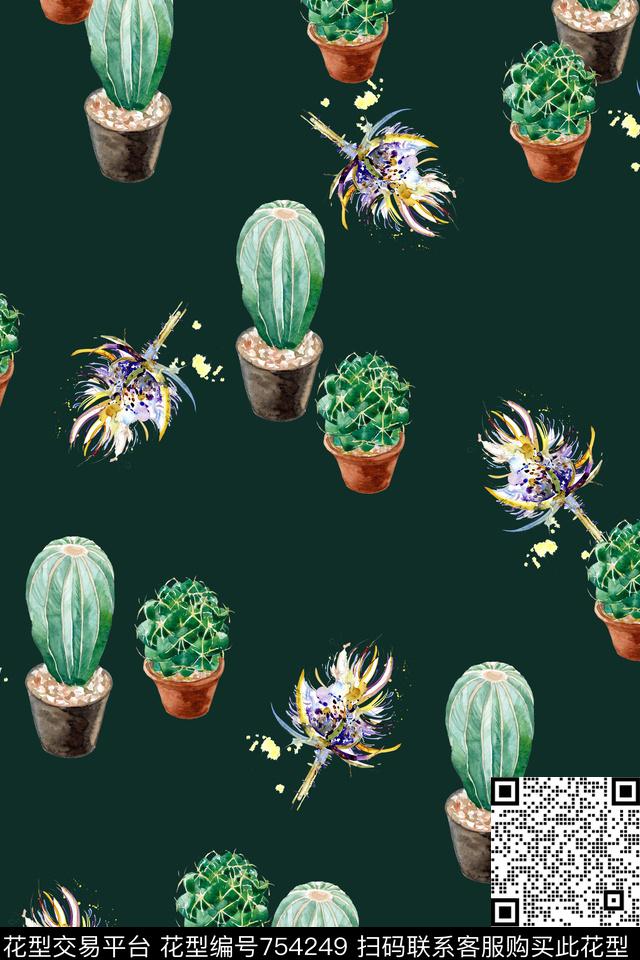 热带植物手绘花卉花鸟数码印花华亿平台下载（图片编号: 754249） - 瓦栏（Walan）