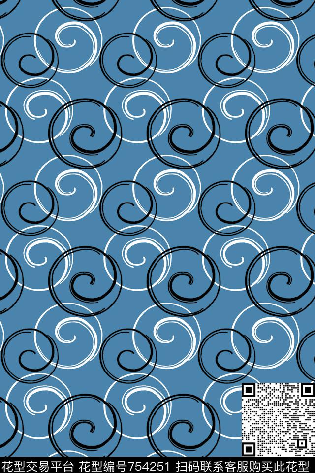 几何螺旋图案数码印花华亿平台下载（图片编号: 754251） - 瓦栏（Walan）